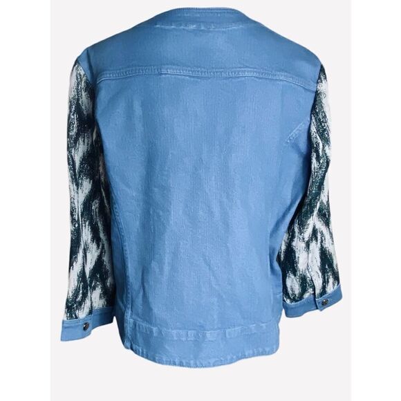 Chico’s Wm’s Sz 2 Medium Slub Lurex Chevron Deb Jacket - Picture 4 of 6